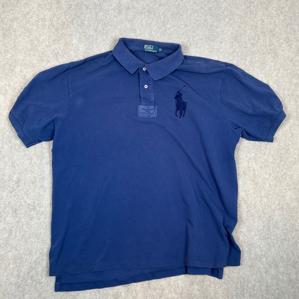 Polo Ralph Lauren Polo Shirt Mens 2XB Blue Big Pony Short Sleeve Pique Cotton